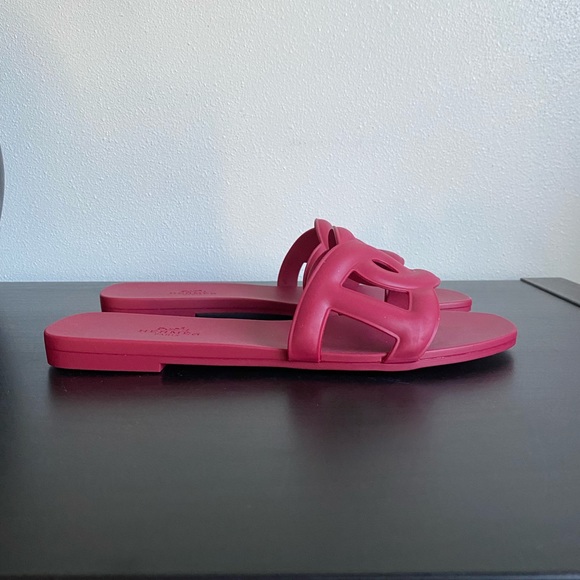 NIB Hermès Aloha Rubber Sandals Red Rose Baie size 36 - Picture 2 of 8